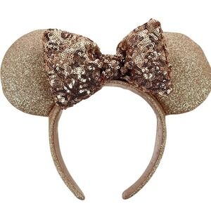 Disney Parks Minnie Mouse Rose Gold Ears Sequin Headband